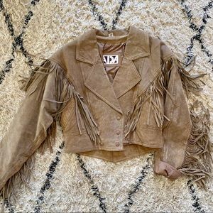 Vintage Suede Fringe Moto Jacket